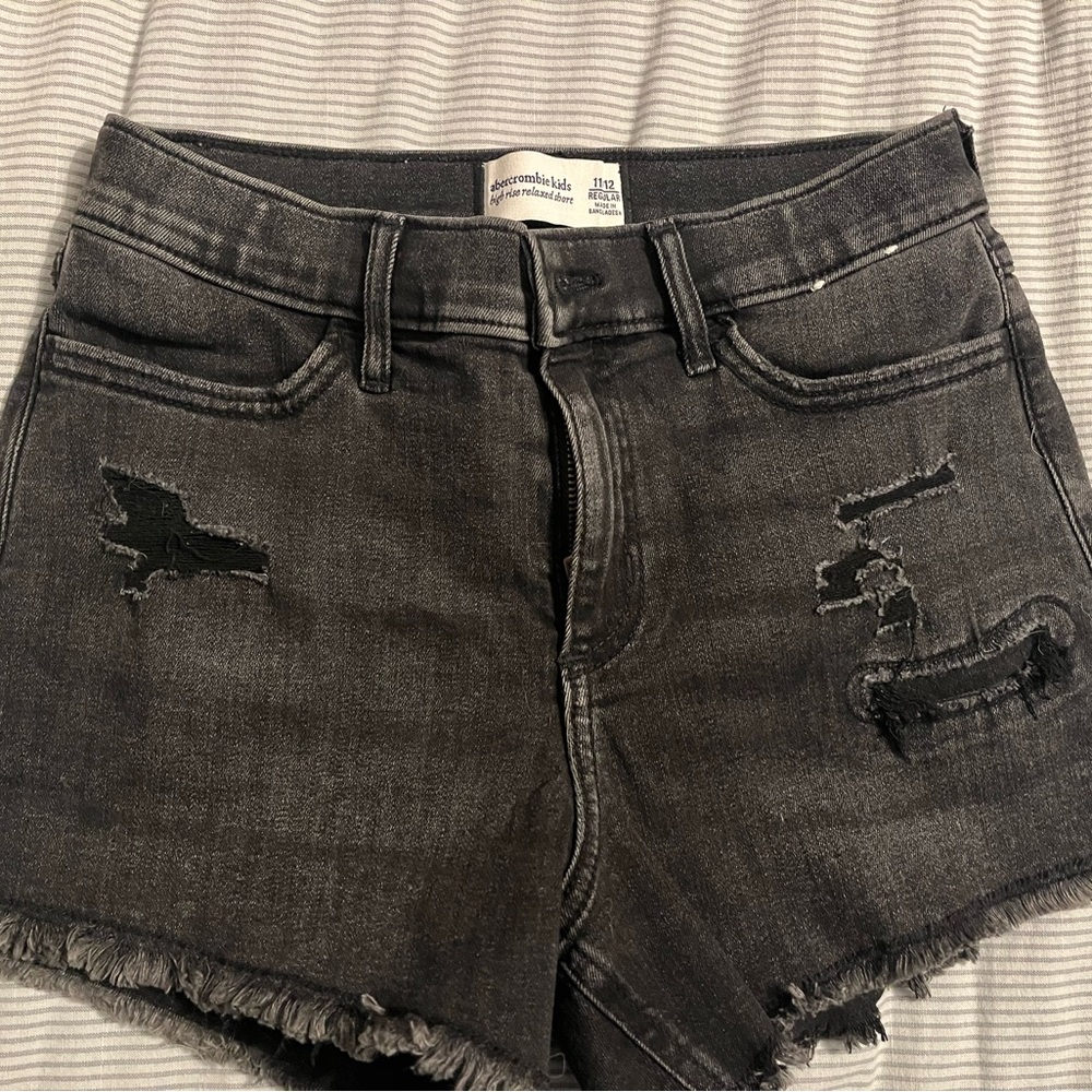 Abercrombie Kids Black Distressed Black Jean Shorts